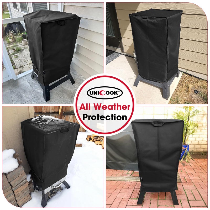 Unicook 30 Inch Electric Smoker Cover for Masterbuilt, Heavy Duty Waterproof Vertical Smoker BBQ Grill Cover, All Weather Resistant, 18" W x 17" D x 33" H - Image 3
